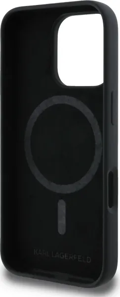 Karl Lagerfeld Liquid Silikónový K&CH MagSafe kryt pre Apple iPhone 16 Pro Max, Karl Lagerfeld, Čierny