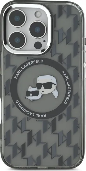 Karl Lagerfeld Monogram K&CH kryt s MagSafe pre Apple iPhone 16 Pro Max, Karl Lagerfeld, Čierny