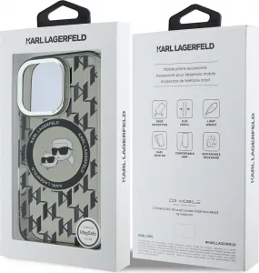 Karl Lagerfeld Monogram K&CH kryt s MagSafe pre Apple iPhone 16 Pro Max, Karl Lagerfeld, Čierny