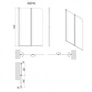 AQUALINE - WILA vaňová zástena 900x1400 skladacie, chrom, číre sklo AQ5742