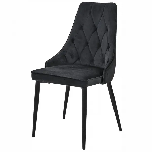 Ak furniture Sametová čalouněná prošívaná židle Eliza černá