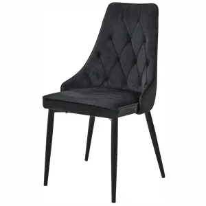 Ak furniture Sametová čalouněná prošívaná židle Eliza černá