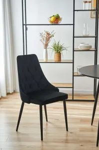 Ak furniture Sametová čalouněná prošívaná židle Eliza černá