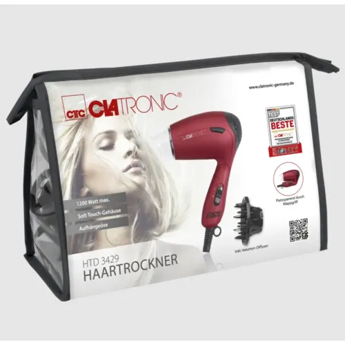 ProfiCare Clatronic HTD 3429 cestovný fén na vlasy Red 1 ks