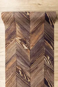 Protišmykový behúň DIGITAL - FRENCH CHEVRON hnedý / béžový