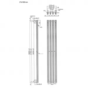 SAPHO - PILON vykurovacie teleso 270x1800, so 4 háčikmi, biela mat IZ121T