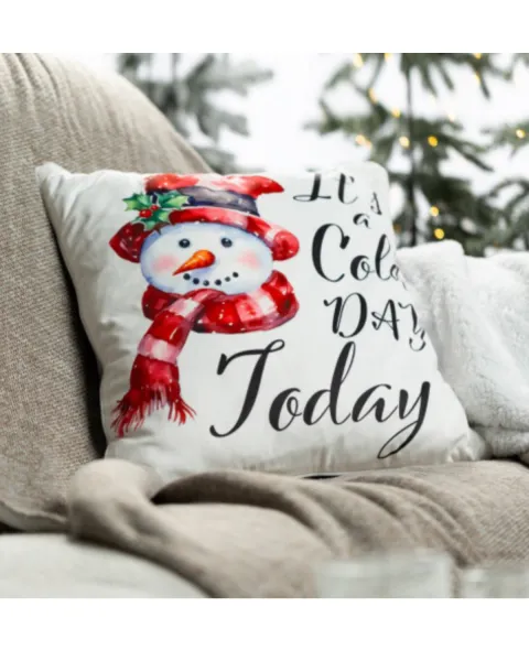 DekorStyle Vánoční povlak na polštář SNOWMAN 45x45 cm bílý