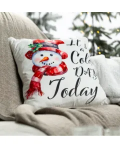 DekorStyle Vánoční povlak na polštář SNOWMAN 45x45 cm bílý