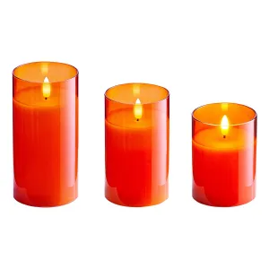 Weltbild LED svíčky ve skle, oranžové, sada 3 ks