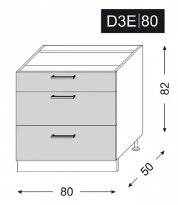 ArtExt Kuchynská skrinka spodná, D3A/80 Amaro Farba korpusu: Grey