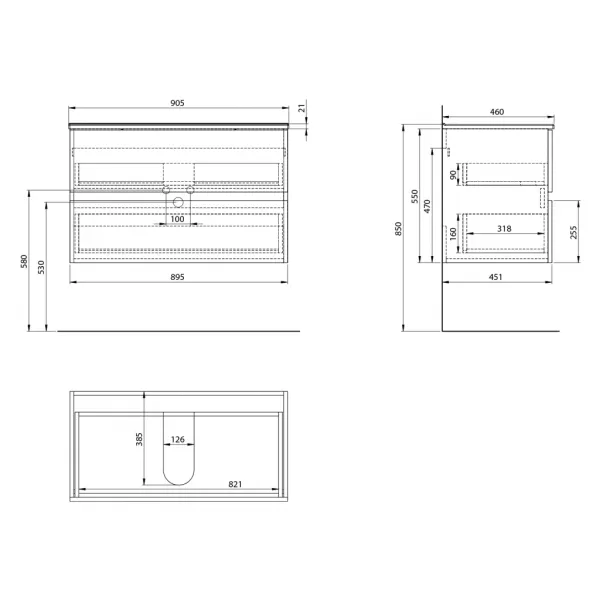 PANEDA umývadlová skrinka 99,5x55x45,2cm, biela PN210