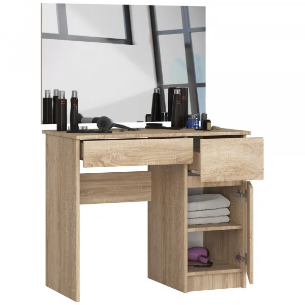 Toaletný stolík so zrkadlom CLP P-2/SL 900x600 pravý, dub sonoma