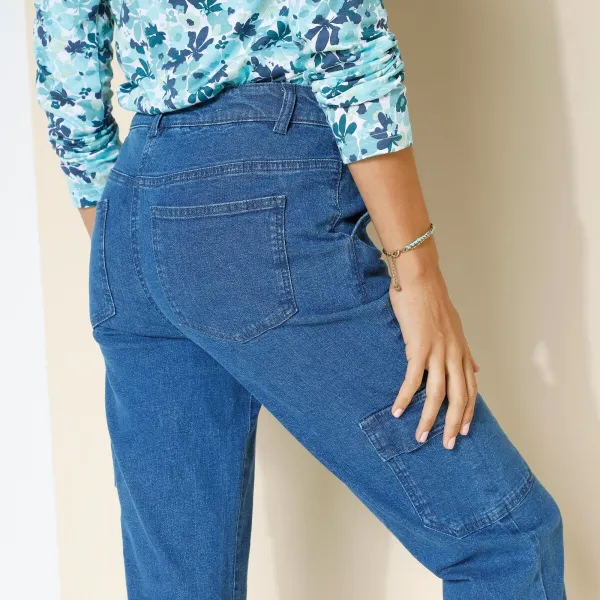 7/8 cargo nohavice zo strečového denimu