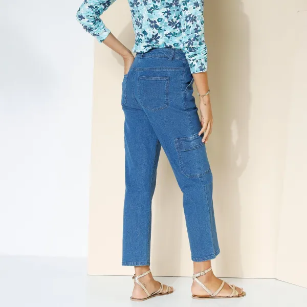 7/8 cargo nohavice zo strečového denimu