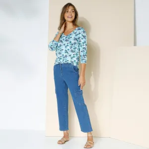 7/8 cargo nohavice zo strečového denimu