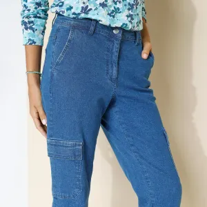 7/8 cargo nohavice zo strečového denimu