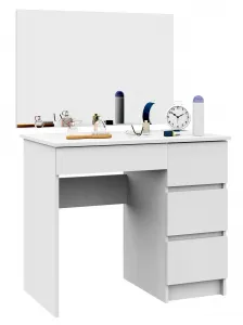Ak furniture Kozmetický stolík so zrkadlom T-6 I 90x50 cm biely pravý