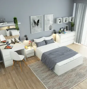 Ak furniture Kozmetický stolík so zrkadlom T-6 I 90x50 cm biely pravý