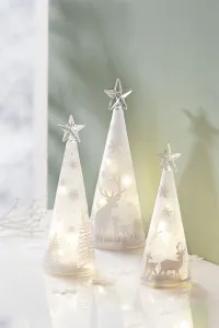 LED svetelné kužele Zimný les, sada 3 ks