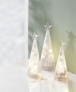 LED svetelné kužele Zimný les, sada 3 ks