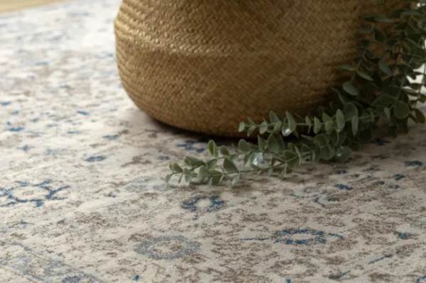 Koberec NAIN Ornament, ram  7335/51635 béžový / modrý