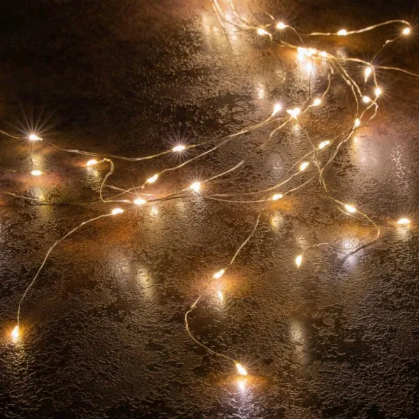 Nexos 74574 osvetlenie- strieborný drôt, 64 LED, teplá biela, 2 ks