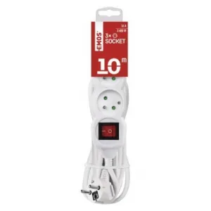 EMOS Prodlužovací kabel s vypínačem a 3 zásuvkami 1,5 mm² KIKOK 10 m bílý