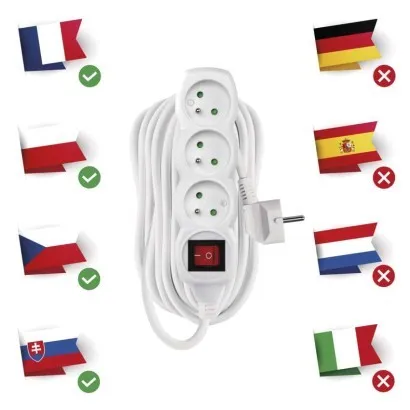 EMOS Prodlužovací kabel s vypínačem a 3 zásuvkami 1,5 mm² KIKOK 10 m bílý