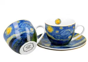 Duo Súprava šálok s podšálkou espresso Van Gogh STARRY NIGHT 2 ks 90 ml modrá