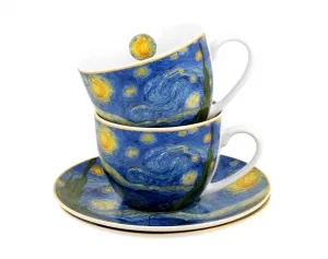 Duo Súprava šálok s podšálkou espresso Van Gogh STARRY NIGHT 2 ks 90 ml modrá