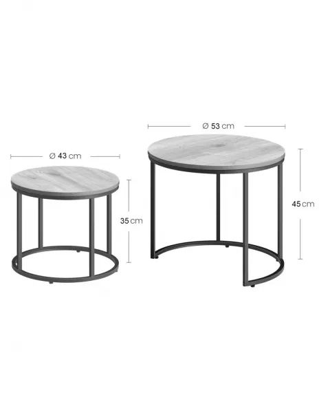 Okrúhle Konferenčne stolíky 2ks Home Living 2ks - biela farba, rám čierny