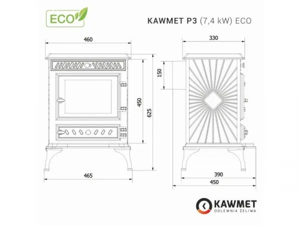Kawmet P3 (7,4kW) ECO - liatinové kachle