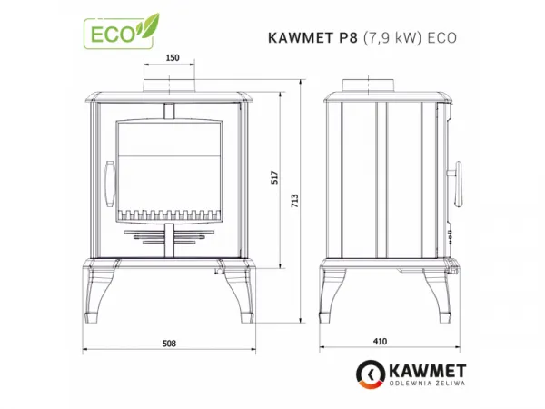 Kawmet P8 (7,9kW) ECO - liatinové kachle