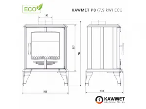 Kawmet P8 (7,9kW) ECO - liatinové kachle
