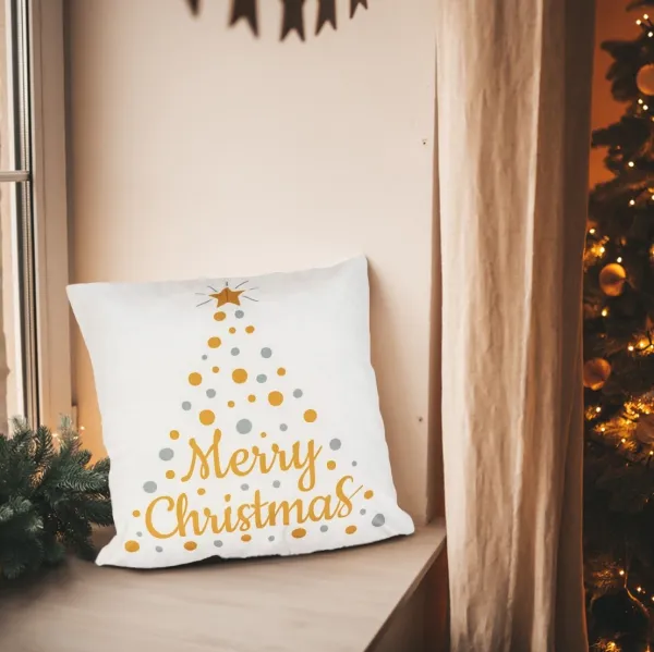 Tutumi Vianočná 3D obliečka na vankúš Veselé Vianoce I. 45x45 cm biela