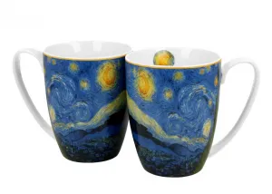 Duo Súprava 2 ks porcelánových hrnčekov Van Gogh STARRY NIGHT 350 ml modrá