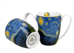 Duo Súprava 2 ks porcelánových hrnčekov Van Gogh STARRY NIGHT 350 ml modrá