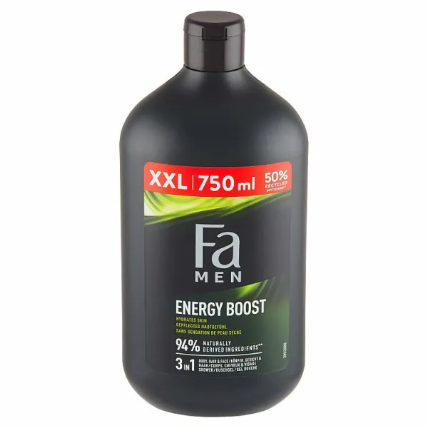 Fa Men Sport Energy Boost sprchový gél a pena do kúpeľa 3v1 s vôňou guarany 750 ml