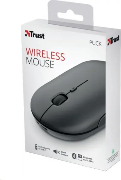 TRUST myš PUCK, bezdrôtová, USB, čierna