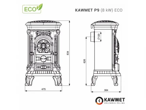 Kawmet P9 (8kW) ECO - liatinové kachle