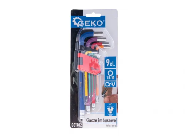 Geko KĽÚČE FAREBNÉ IMBUSOVÉ CrV 1,5 - 10 mm SADA 9 ks