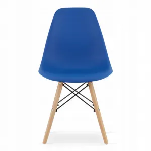 Okrúhly stolový set TODI 80cm biely + 4 stoličky OSAKA modré