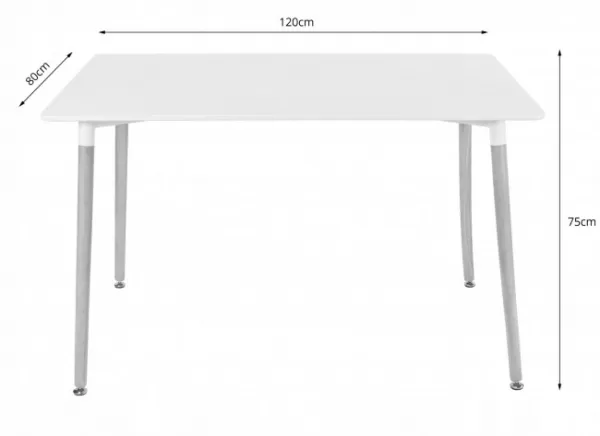 Obdĺžnikový stôl ADRIA 120x80 biely + 4 stoličky LAGO čierne