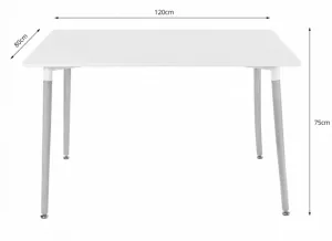 Obdĺžnikový stôl ADRIA 120x80 biely + 4 stoličky LAGO čierne