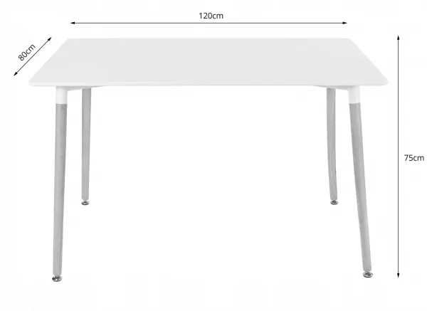Obdĺžnikový stôl ADRIA 120x80 biely + 4 stoličky LAGO čierne