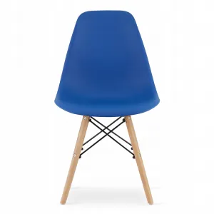 Okrúhly stolový set TODI 80cm biely + 4 stoličky OSAKA modré