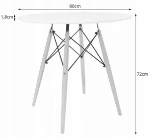 Okrúhly stolový set TODI 80 biely + 4 stoličky OSAKA