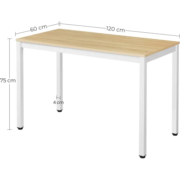 Súprava obdĺžnikový stôl TESSA 120x60 dub + 4 stoličky OSAKA biela