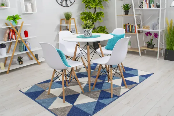 Okrúhly stolový set TODI 80cm biely + 4 stoličky OSAKA biely