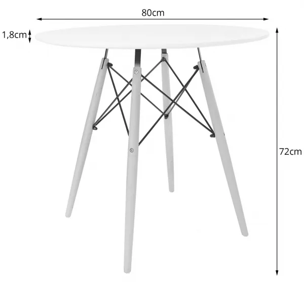 Okrúhly stôl TODI 80 cm - biely 9403 20 80 00